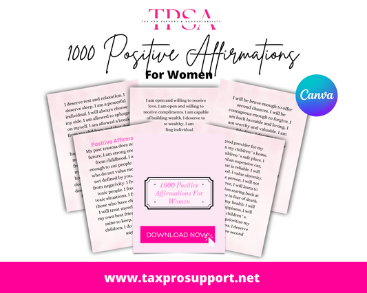 1000 Positive Affirmations for Women – TPSA